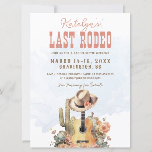 Last Rodeo Cowgirl Bachelorette Weekend Invitation