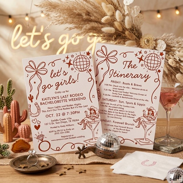 Last Rodeo Cowgirl Bachelorette Weekend Itinerary Invitation (Creator Uploaded)