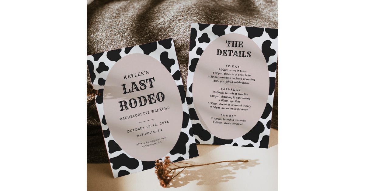 Last Rodeo Cowgirl Bachelorette Weekend Itinerary Invitation