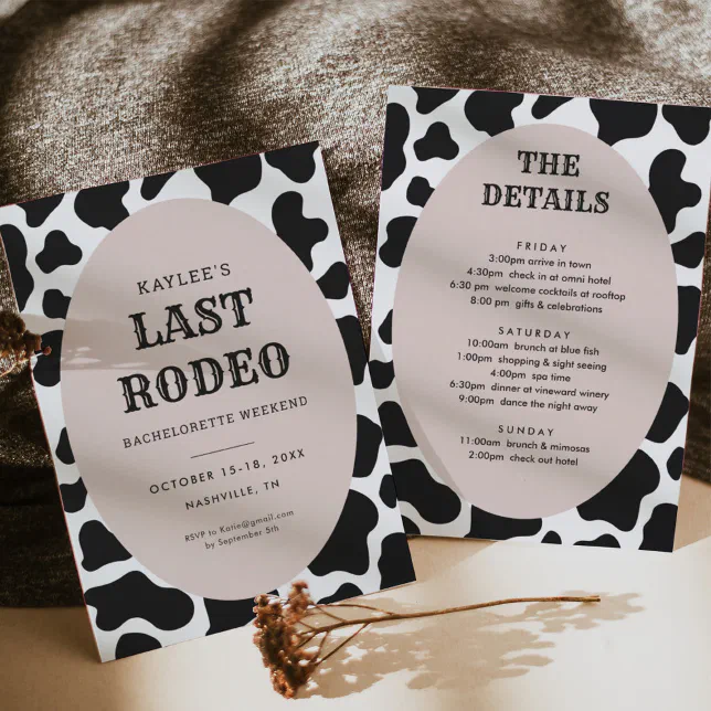 Last Rodeo Cowgirl Bachelorette Weekend Itinerary Invitation | Zazzle