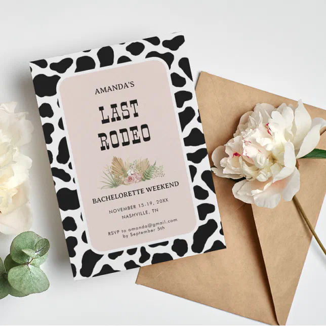Last Rodeo Cowgirl Bachelorette Weekend Itinerary Invitation | Zazzle
