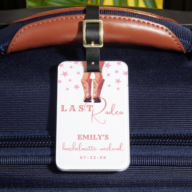 Last Rodeo Cowgirl Bachelorette Weekend Luggage Tag (Front Insitu 2)