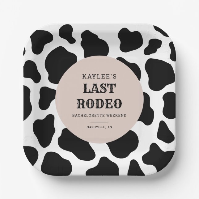 Last Rodeo Cowgirl Bachelorette Weekend Party Pape Paper Plates (Front)