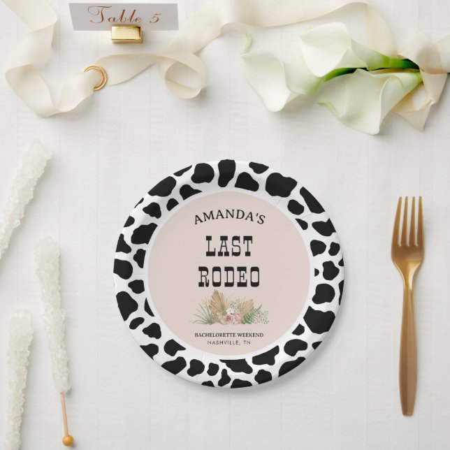 Last Rodeo Cowgirl Bachelorette Weekend Party Paper Plates (Wedding)