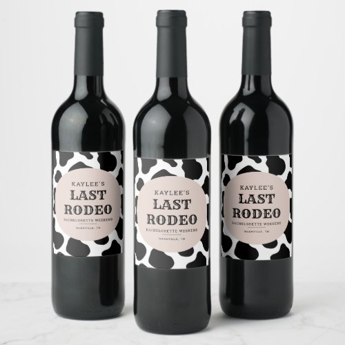 Last Rodeo Cowgirl Bachelorette Weekend Party Wine Label