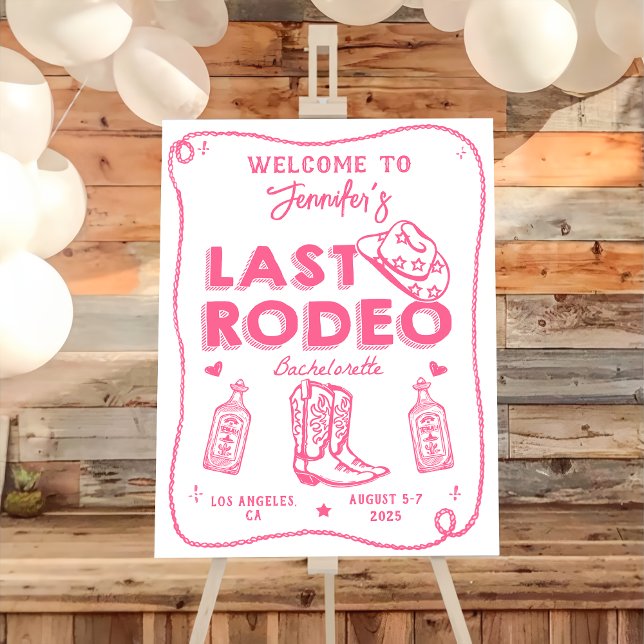 Last Rodeo Cowgirl Bachelorette Weekend Welcome Foam Board (Creator Uploaded)