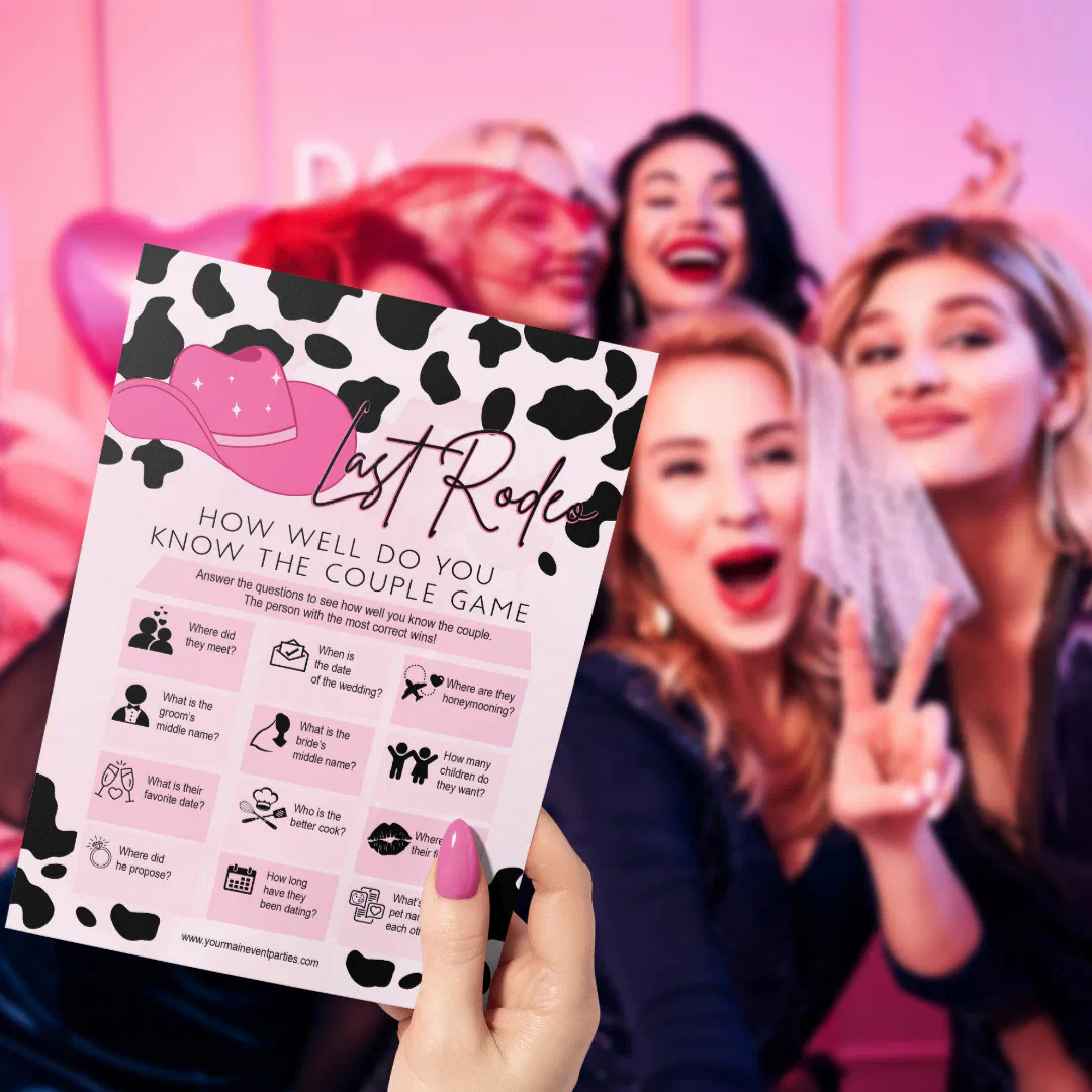 Last Rodeo Cowgirl Bridal Shower Bachelorette Game Invitation
