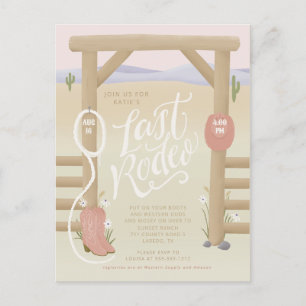 Last Rodeo cowgirl Bridal Shower/Bachelorette Postcard