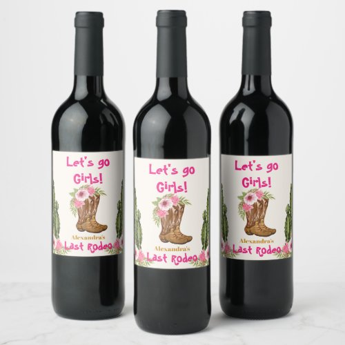 Last Rodeo Cowgirl  Bridal Shower  Wine Label