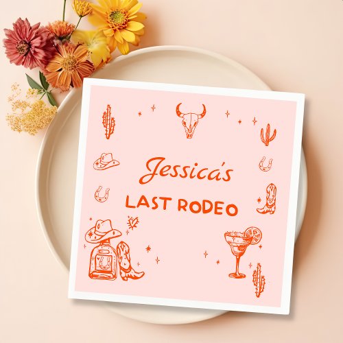 Last Rodeo Cowgirl Cocktail Bachelorette Party Napkins