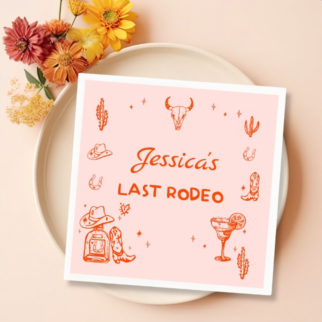 Last Rodeo Cowgirl Cocktail Bachelorette Party Napkins (Creator Uploaded)