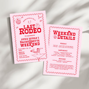 Last Rodeo Cowgirl Pink and Red Bachelorette Invitation