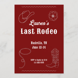 Last Rodeo Cowgirl Western Bachelorette Invitation