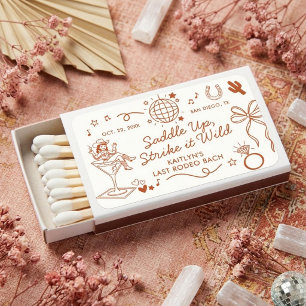 Last Rodeo Disco Cowgirl Bachelorette Party Favor Matchboxes