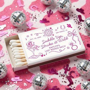 Last Rodeo Disco Cowgirl Bachelorette Party Favor Matchboxes