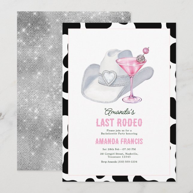 Last Rodeo Disco Cowgirl Bachelorette Party Invitation (Front/Back)