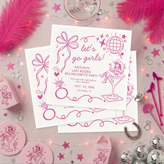 Last Rodeo Disco Cowgirl Bachelorette Party Napkins (Creator Uploaded)