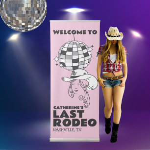 Last Rodeo Disco Cowgirl Bachelorette Party  Retractable Banner