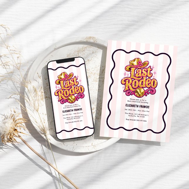 Last Rodeo Disco Cowgirl Bachelorette Weekend Invitation (Last Rodeo Disco Cowgirl Bachelorette Weekend Invitation)