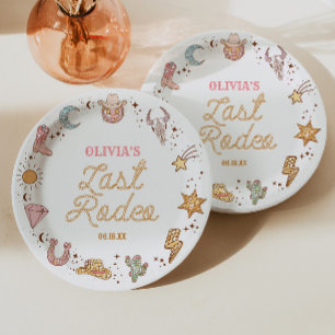 Last Rodeo Disco Cowgirl Bachelorette Weekend Paper Plates