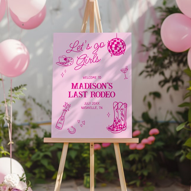 Last Rodeo Disco Cowgirl Bachelorette Welcome Foam Board (Creator Uploaded)