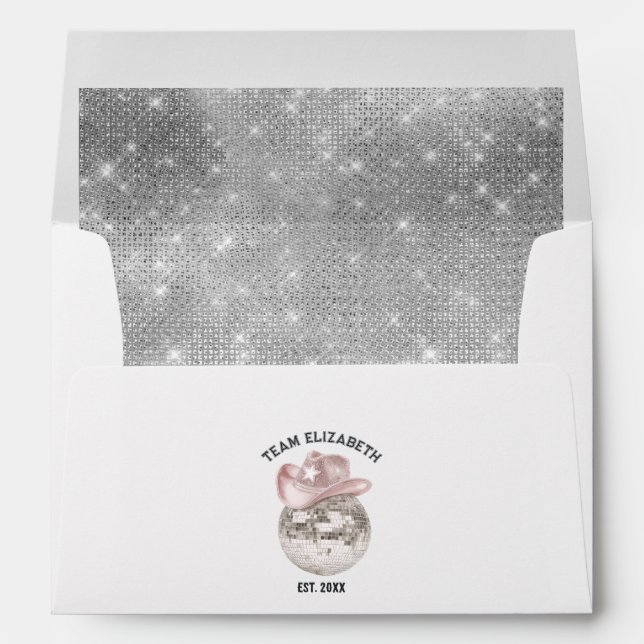 Last Rodeo Disco Cowgirl Pink Disco Ball Envelope (Back (Bottom))