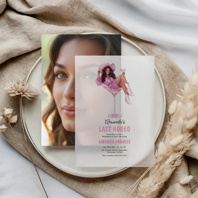 Last Rodeo Disco Cowgirl Vellum Bachelorette Party Invitations (Last Rodeo Disco Cowgirl Vellum Bachelorette Party Invitations)