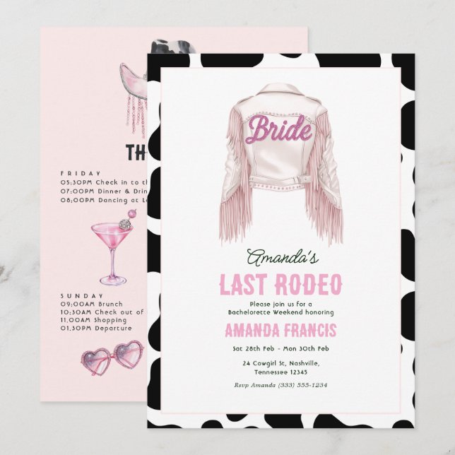 Last Rodeo Disco Cowgirl Western Bachelorette Invitation (Front/Back)