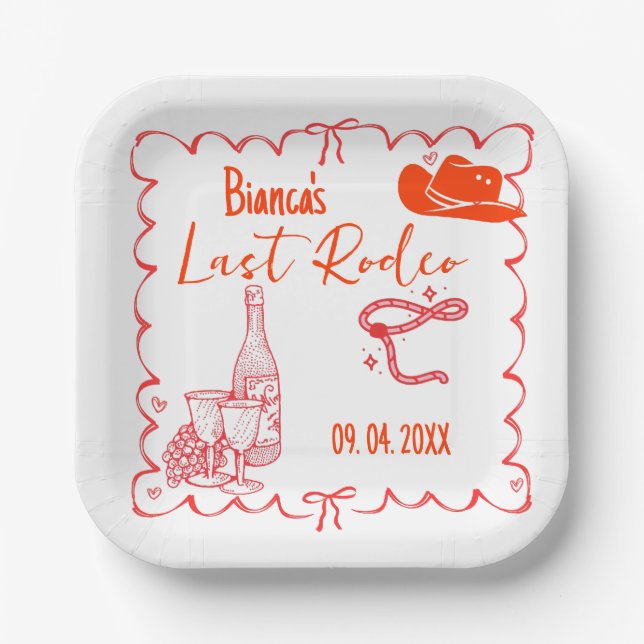 Last Rodeo Nashville Bachelorette Weekend Party Paper Plates (Front)