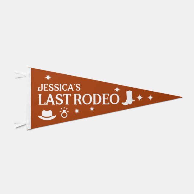 Last Rodeo | Personalized Western Bachelorette Pennant Flag (Front)