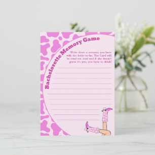 Last Rodeo Pink Cowgirl Bachelorette Memory Game Enclosure Card