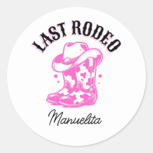 Last rodeo Pink Cowgirl Bachelorette Party Classic Round Sticker