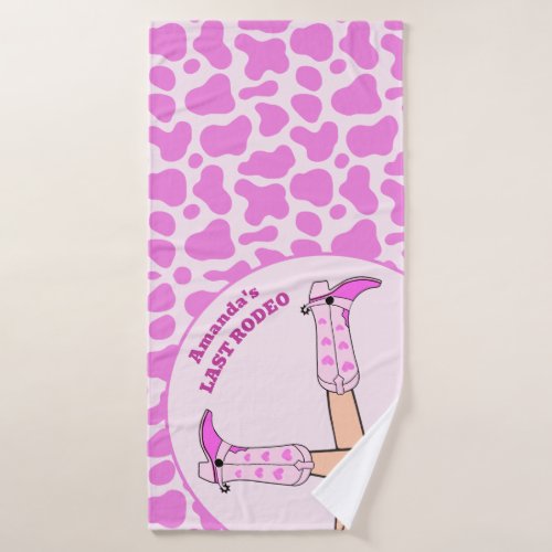 Last Rodeo Pink Cowgirl Bridal Bachelorette Party Bath Towel