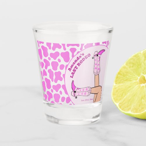 Last Rodeo Pink Cowgirl Bridal Shower Party Shot Glass