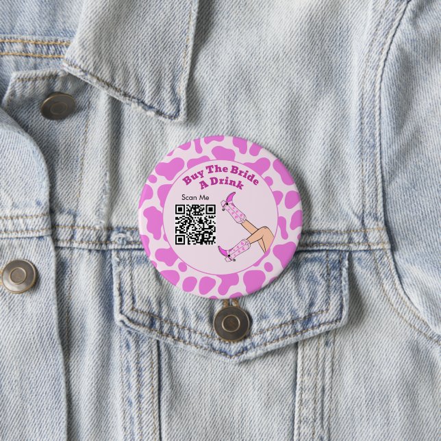 Last Rodeo Pink Cowgirl Buy The Bride A Drink Button (In Situ)