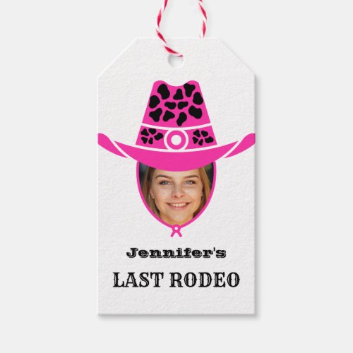 Last Rodeo Pink Cowgirl Custom Photo   Gift Tags