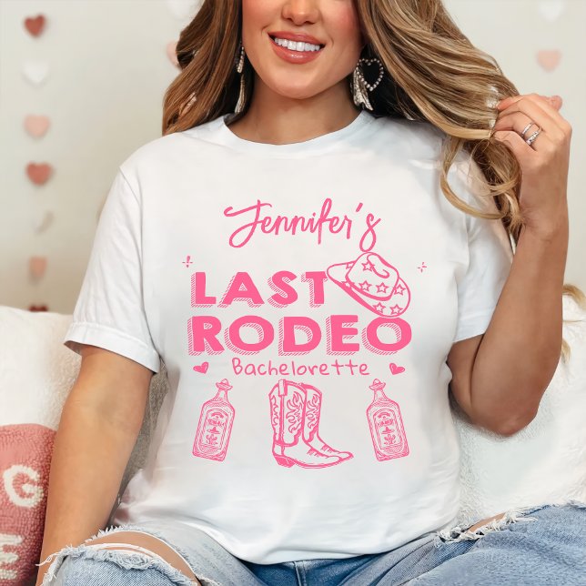 Last Rodeo Pink Cowgirl Hat Bachelorette Party T-Shirt (Creator Uploaded)