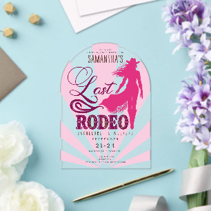 Last Rodeo Pink Cowgirl Nash Bash Bachelorette Acrylic Invitations