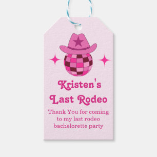 Last Rodeo Pink Disco Cowgirl Bachelorette Gift Tags