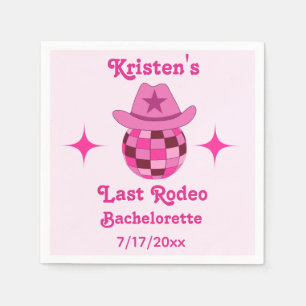 Last Rodeo Pink Disco Cowgirl Bachelorette Napkins