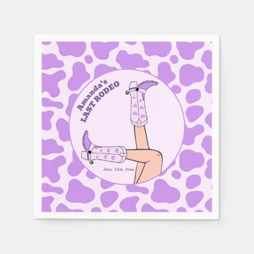 Last Rodeo Purple Cowgirl Bridal Shower Party Napkins