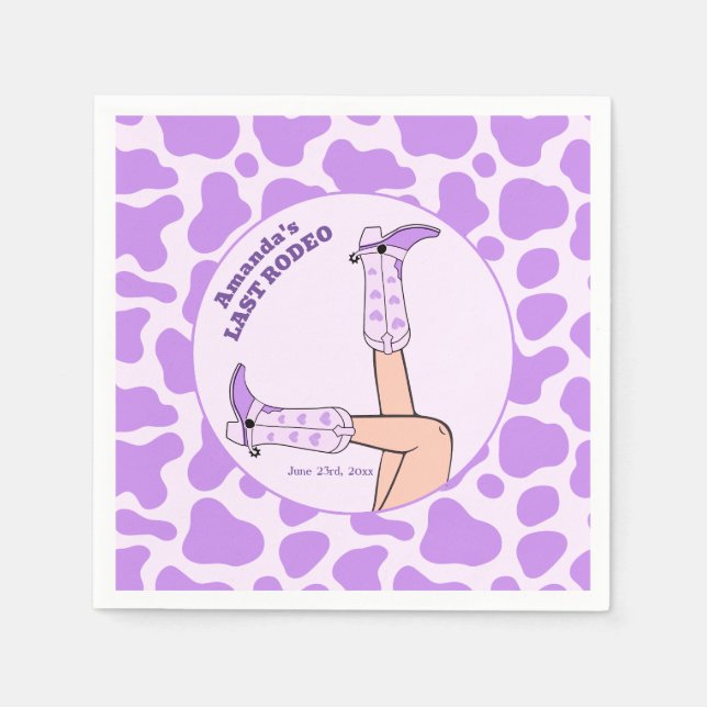 Last Rodeo Purple Cowgirl Bridal Shower Party Napkins (Front)