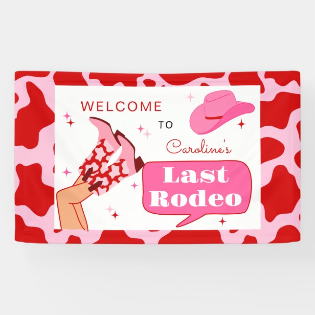 Last Rodeo Red & Pink Bachelorette Party Welcome Banner (Horizontal)