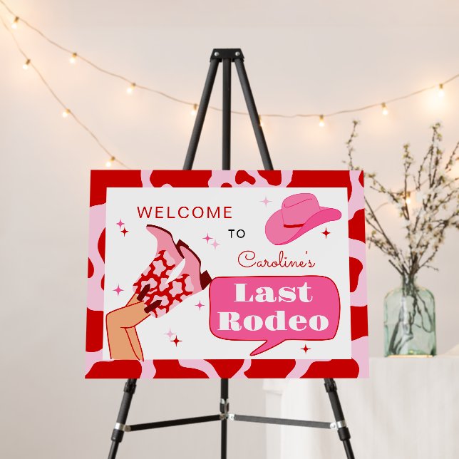 Last Rodeo Red & Pink Bachelorette Party Welcome Foam Board (In Situ (Stand))