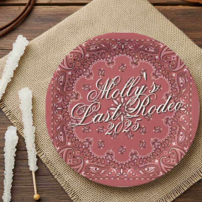 Last Rodeo Red Western Bachelorette Paper Plates (Pack your boots and cowboy hat for an epic bachelorette weekend! )