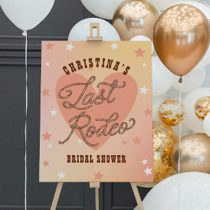 Last Rodeo Retro Heart Pretty Bridal Shower Sign