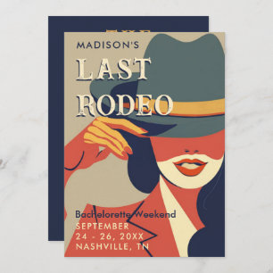 Last Rodeo Retro Poster Art Bachelorette Weekend Invitation