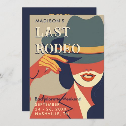 Last Rodeo Retro Poster Art Bachelorette Weekend Invitation