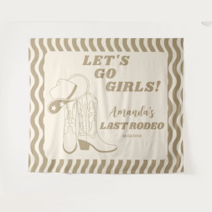 Last Rodeo Retro Western Bachelorette Party Tapestry