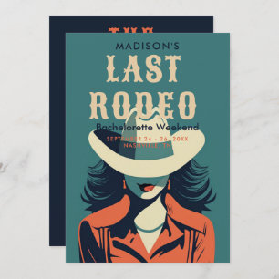 Last Rodeo Vintage Blue Teal Bachelorette Weekend Invitation